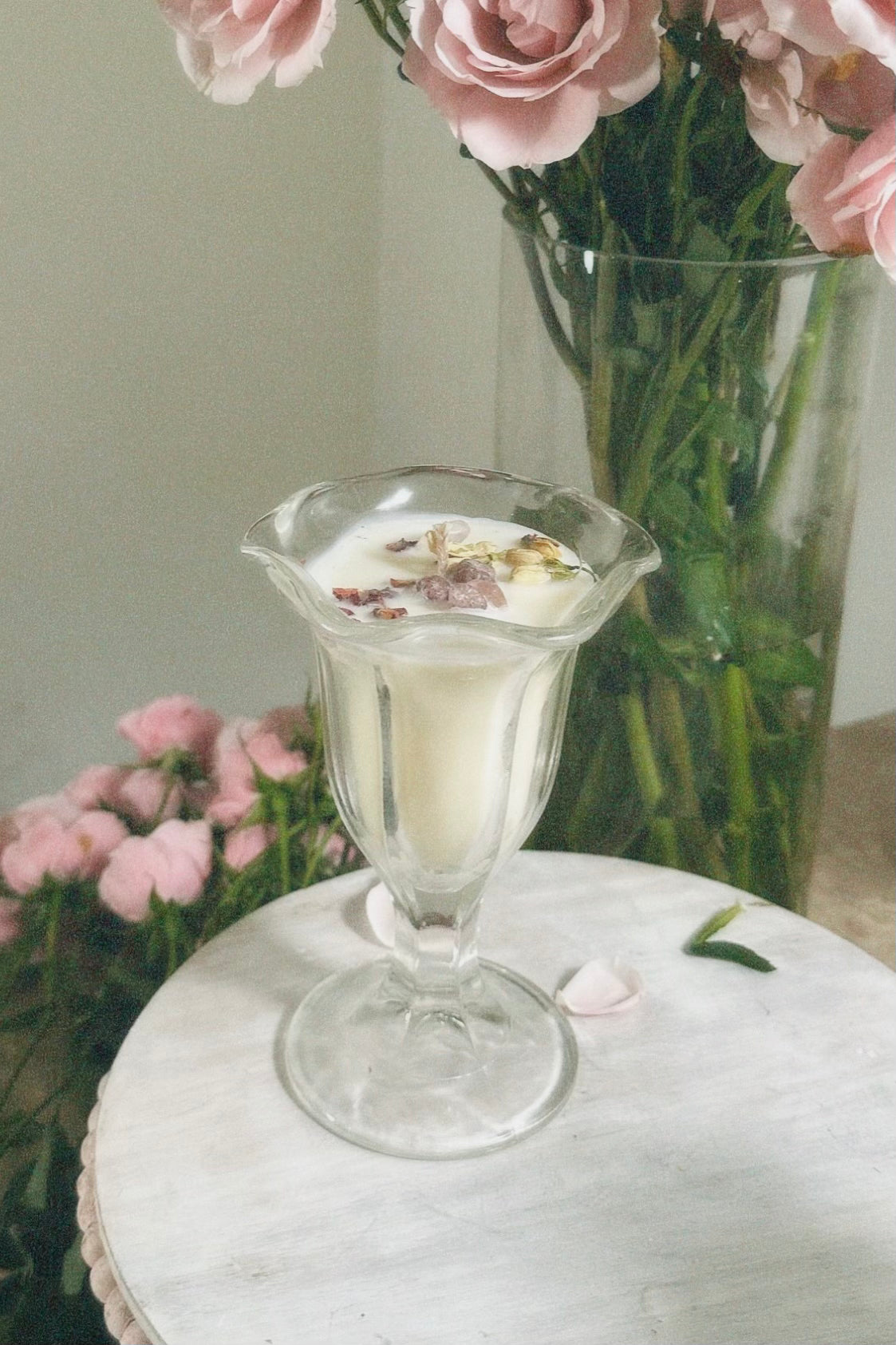 Vintage Ice Cream Sundae Glass Strawberry Quartz Candle