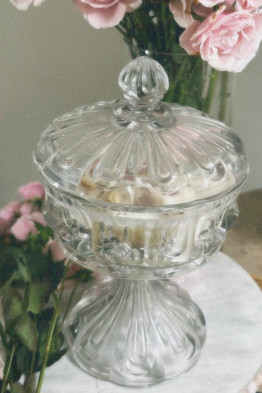 Vintage Glass Gauntlet Strawberry Quartz Candle